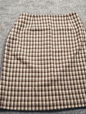 FOCUS 2000*VTG* Skirt Women's Sz 8 Brown Plaid Wool Mix Skirt. Y2K